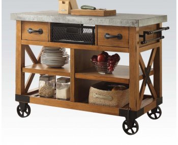 Kailey 98182 Kitchen Cart in Oak by Acme [AMKC-98182-Kailey]