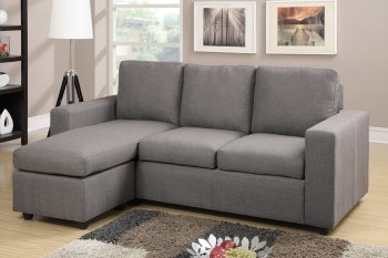 F7491 Reversible Sectional in Gray Linen-Like Fabric by Boss [PXSS-F7491]