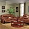 Black Bonded Leather Contemporary Reclining Livng Room Sofa