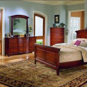 Low Sheen Cherry Transitional Classic Bed w/Optional Case Pieces