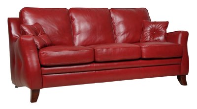 Red Full Italian Leather Contemporary Classic 3Pc Sofa Set