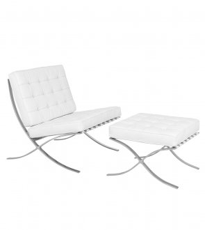 Bellefonte Accent Chair & Ottoman BR30WL in White by LeisureMod