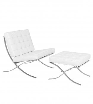 Bellefonte Accent Chair & Ottoman BR30WL in White by LeisureMod [LMCC-BR30WLC-Bellefonte White]