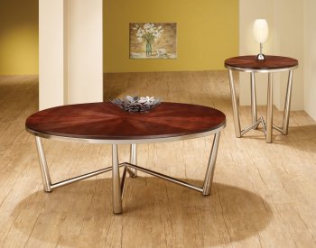 701798 3Pc Coffee Table Set by Coaster w/Brushed Nickel Base [CRCT-701798]