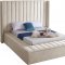 Kiki Upholstered Bed in Cream Velvet Fabric by Meridian