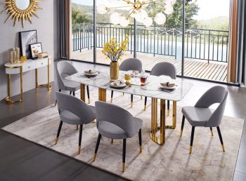 131 Dining Table by ESF w/Marble Top and Optional Chairs [EFDS-131 Gold]