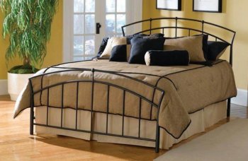 Modern Dark Metal Bed w/Wood Sprung Bed Frame [ABCB-7657]