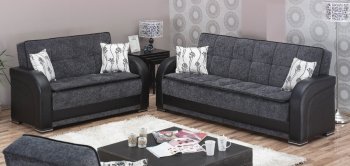 Oklahoma Sofa Bed in Grey Fabric & Black Vinyl w/Options [MYSB-Oklahoma]