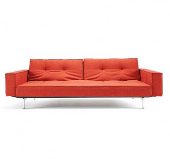 Splitback Sofa Bed w/Arms & Steel Legs in Orange by Innovation [INSB-Splitback-Arms-Steel-524]