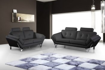 7029 Sofa & Loveseat in Black Bonded Leather by American Eagle [AES-7029 Black]