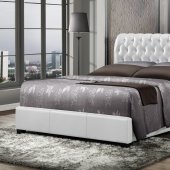 B143 Upholstered Bed in White Leatherette