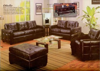 Ebony Leather Modern Sofa & Loveseat Set With Options [MAS-Othello-Ebony]