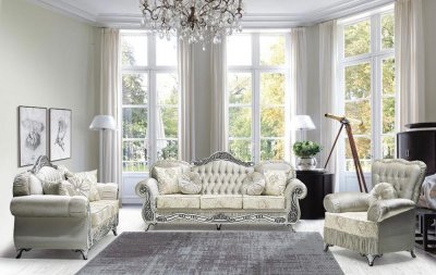 Farah Sofa, Loveseat & Chair Set in Fabric