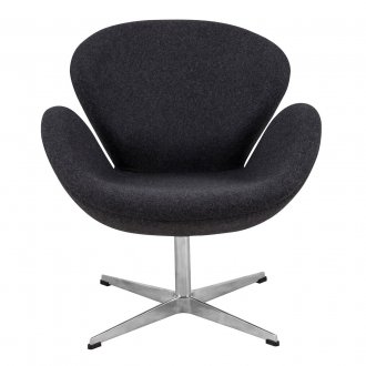 Swan Lounge Chair SW29DGRW in Dark Grey Wool by LeisureMod