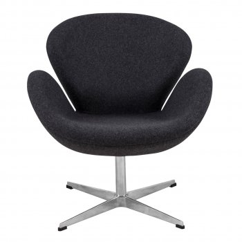 Swan Lounge Chair SW29DGRW in Dark Grey Wool by LeisureMod [LMCC-SW29DGRW-Swan Dk Grey]