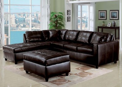 51320 Milano Sectional Sofa in Espresso Bonded Leather by Acme