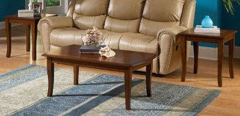 Brown Finish Classic 3Pc Coffee Table Set w/Subtly Curved Legs [HECT-3284]