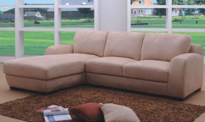 Champagne Microfiber Fabric Modern Elegant Sectional Sofa