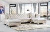 Gail Sectional Sofa 664 in Cream Velvet Fabric by Meridian