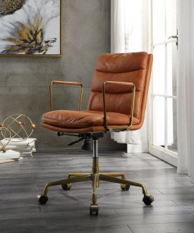 Dudley Office Chair 92498 in Rust Top Grain Leather by Acme