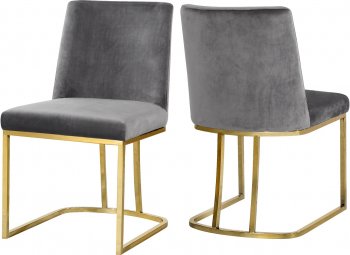 Heidi Dining Chair 776 Set of 2 Grey Velvet Fabric by Meridian [MRDC-776 Heidi Grey]