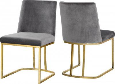 Heidi Dining Chair 776 Set of 2 Grey Velvet Fabric by Meridian