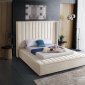 Kiki Upholstered Bed in Cream Velvet Fabric by Meridian