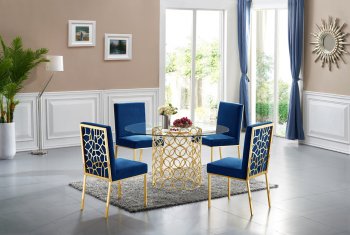 Opal Gold Dining Table 737 w/Glass Top & Optional Chairs [MRDS-737-Opal Gold]