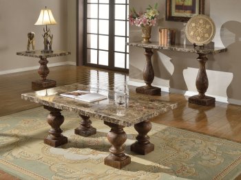 Odile 82245 Coffee Table w/Marble Top in Oak by Acme w/Options [AMCT-82245-Odile]