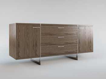 MD707 Greenwich Sideboard in Walnut by Modloft w/Steel Legs [MLBU-MD707 Greenwich Walnut]