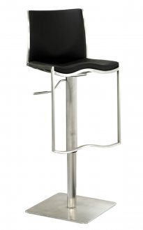 Black Vinyl Seat w/Stainless Base Set of 2 Swivel Barstools