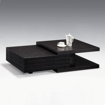 Black Finish Modern Wood Coffee Table w/Drawers & Options [CVCT-Zuma]