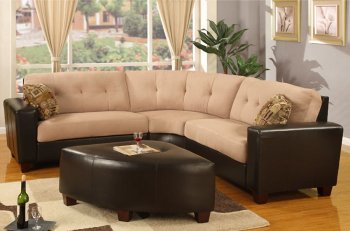 Two-Toned Contemporary Sectional Sofa w/Brown Faux Leather Base [PXSS-F7607]