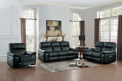 Nicasio Power Motion Sofa 8223BK in Black Leather by Homelegance