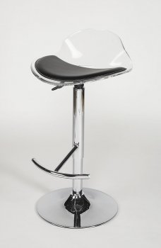 Chrome Metal Base & Black/Clear Seat Set of 2 Barstools [CYBA-Acrylic-Clear]