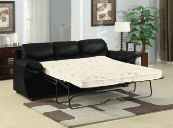 Black Bonded Leather Match Modern Sofa w/Queen Size Sleeper [AMS-15158-Standford]