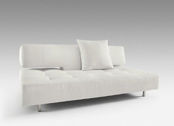 White Leatherette Modern Sofa Bed Convertible By Innovation [INSB-Long-Horn-White]