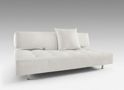 White Leatherette Modern Sofa Bed Convertible By Innovation