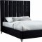 Enzo Upholstered Bed in Black Velvet Fabric by Meridian