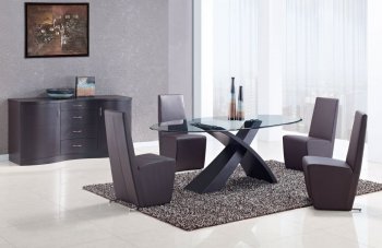 DG018DT Dining Table w/Optional Buffet & Brown Chairs by Global [GFDS-G018DT-105DC-Brown]