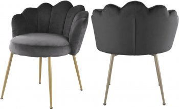 Claire Dining Chair 748 Set of 2 Grey Velvet Fabric by Meridian [MRDC-748 Claire Grey]