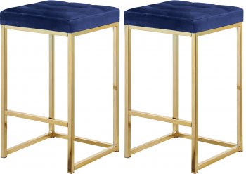 Nicola Counter Stool 906 Set of 2 Navy Velvet Fabric -Meridian [MRBA-906 Nicola Navy]