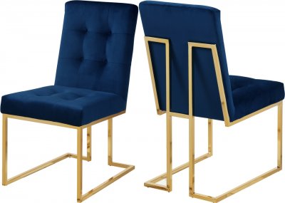 Pierre Dining Chair 714 Set of 2 Navy Velvet Fabric by Meridian