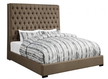 Camille 300721 Upholstered Bed in Brown Fabric by Coaster [CRB-300721 Camille]