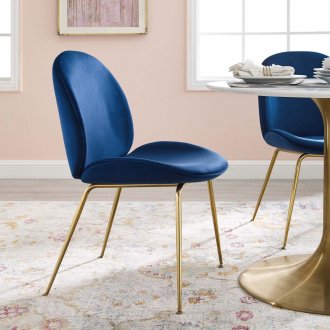 Scoop Dining Chair 3548 Set of 2 in Navy Velvet by Modway