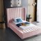 Kiki Upholstered Bed in Pink Velvet Fabric by Meridian