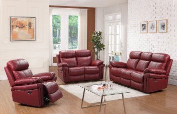 Leather Italia Joplin Sofa & Loveseat Set in Red w/Options [LIS-E2117-JOPLIN-PWR-R-1031LV]