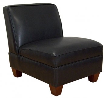 Black Vinyl Modern Armless Chair w/Wooden Legs [PMCC-85-Black]