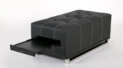 Rectangular Shape Black Leatherette Modern Coffee Table/Ottoman