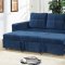 F6531 Convertible Sofa Bed in Navy Fabric by Boss